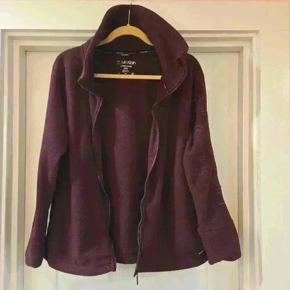 Calvin Klein Performance Womens Zip Up Neck Warmer Fleece Plum Size Large - Picture 2 of 11